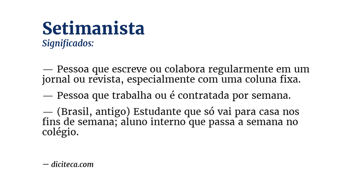 Significado de setimanista