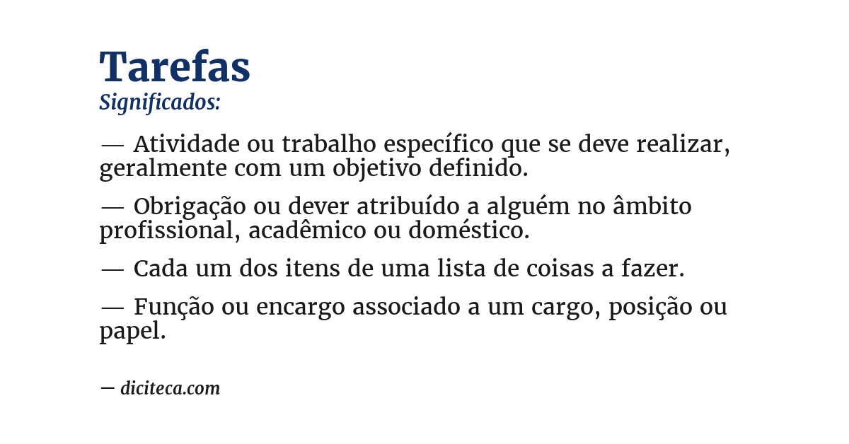 Significado de tarefas