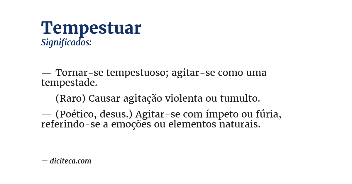 Significado de tempestuar