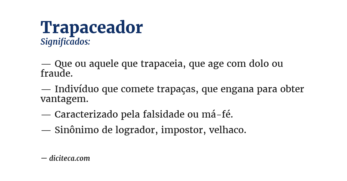Significado de trapaceador
