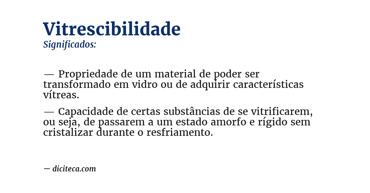 Significado de vitrescibilidade