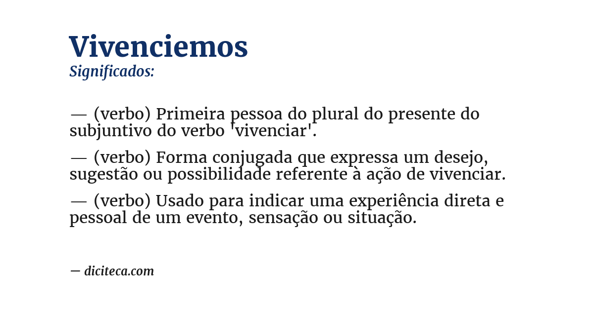 Significado de vivenciemos