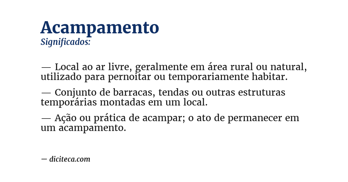 Significado de acampamento