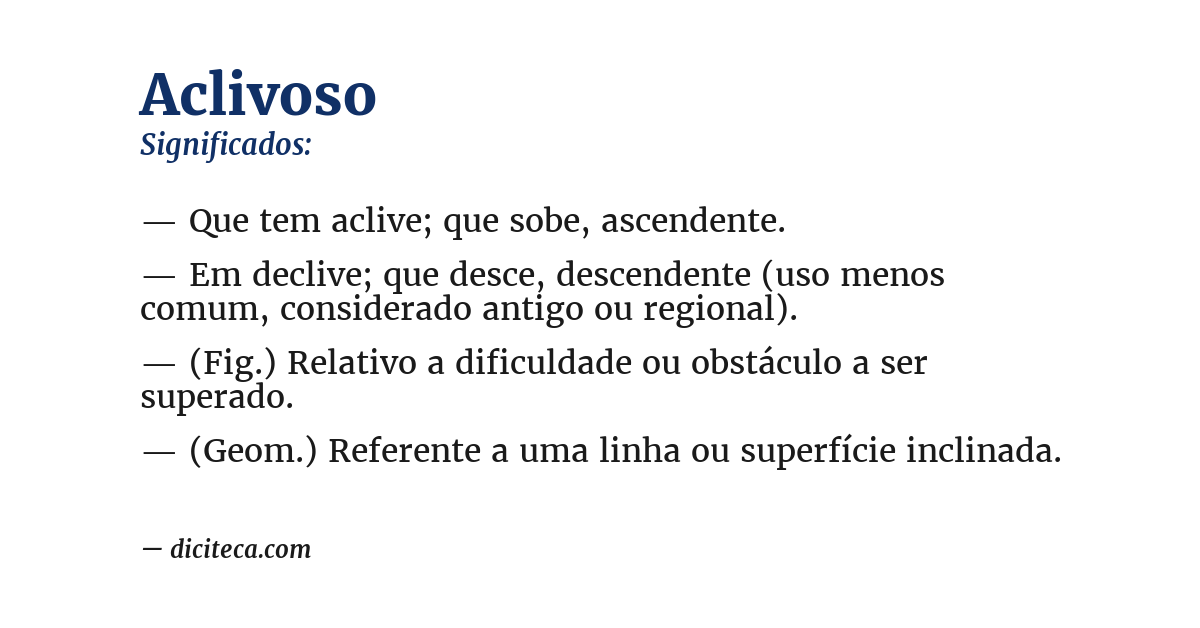 Significado de aclivoso