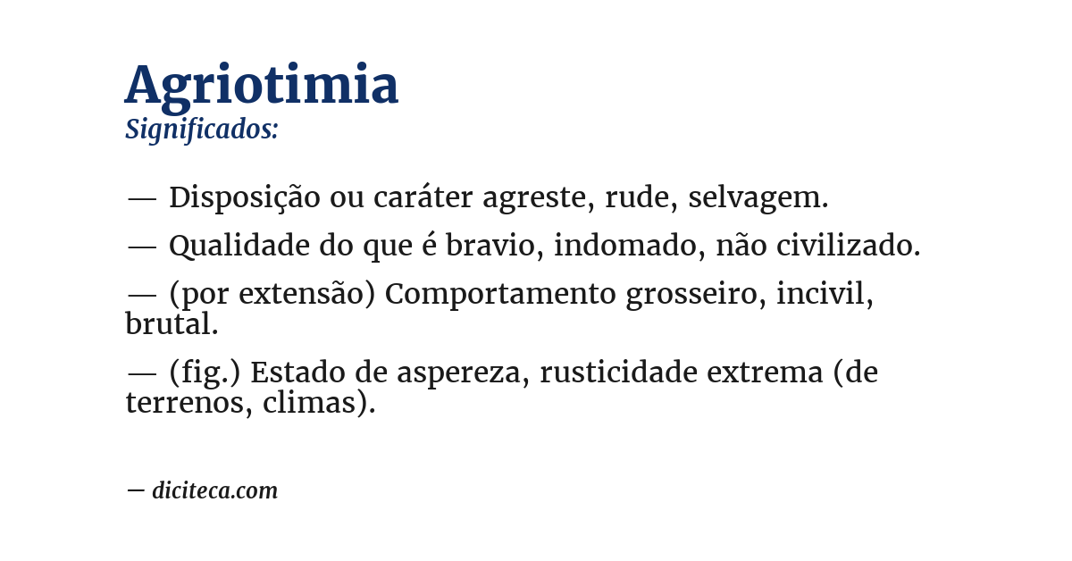 Significado de agriotimia