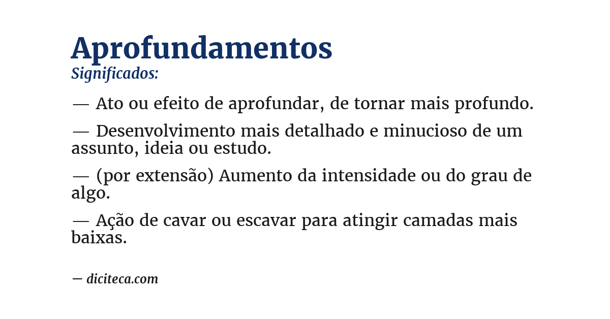 Significado de aprofundamentos