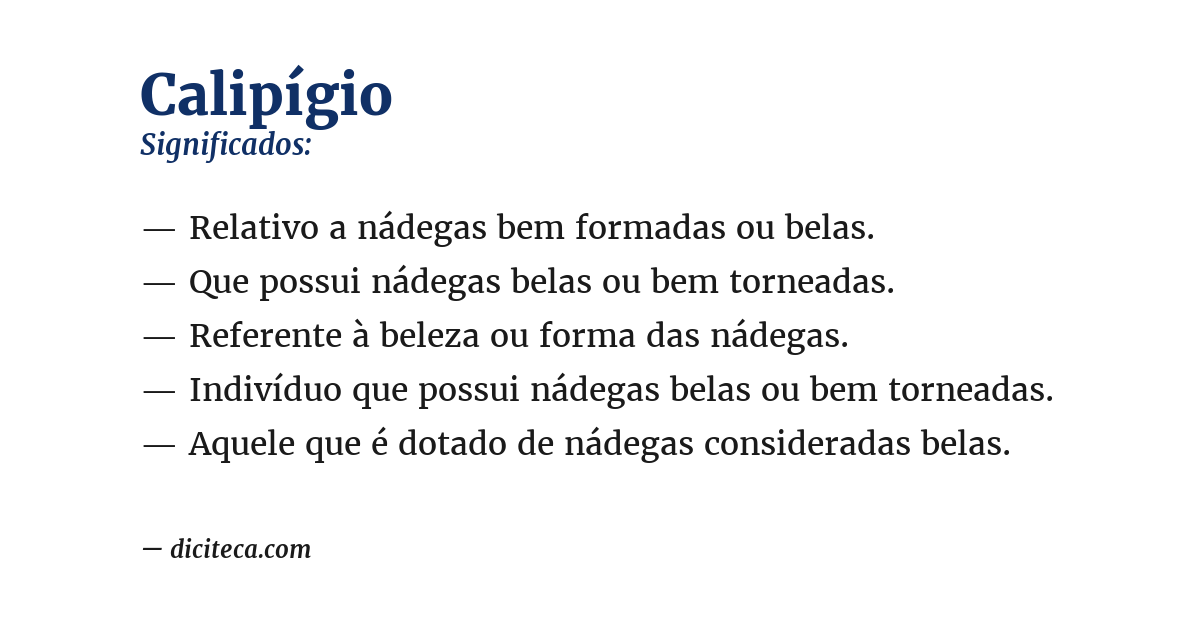 Significado de calipígio