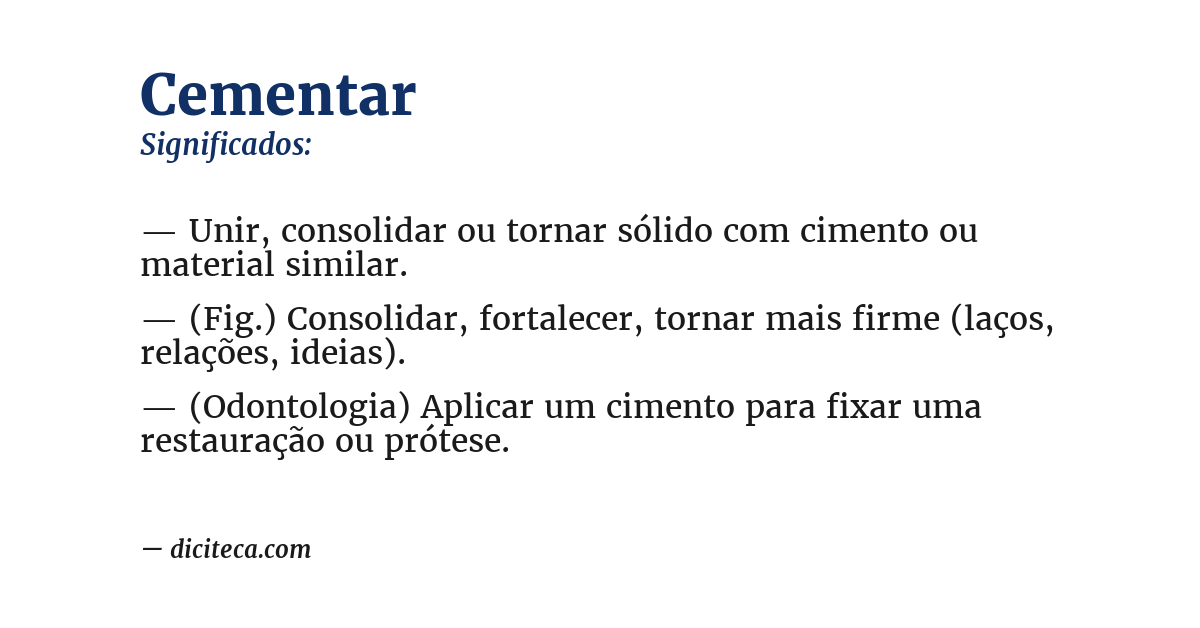 Significado de cementar
