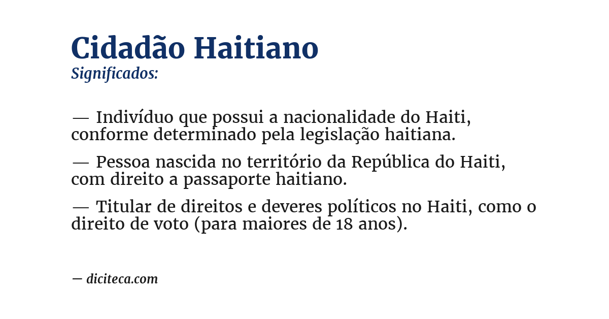 Significado de cidadão haitiano