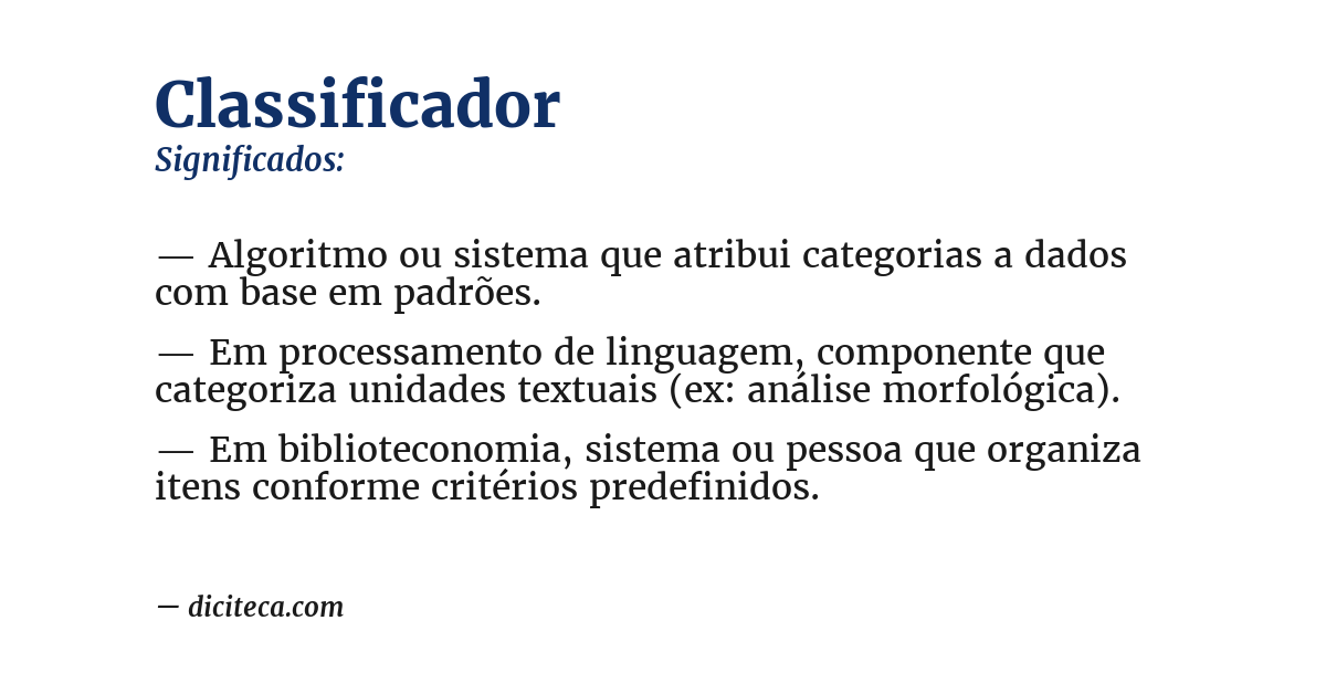 Significado de classificador