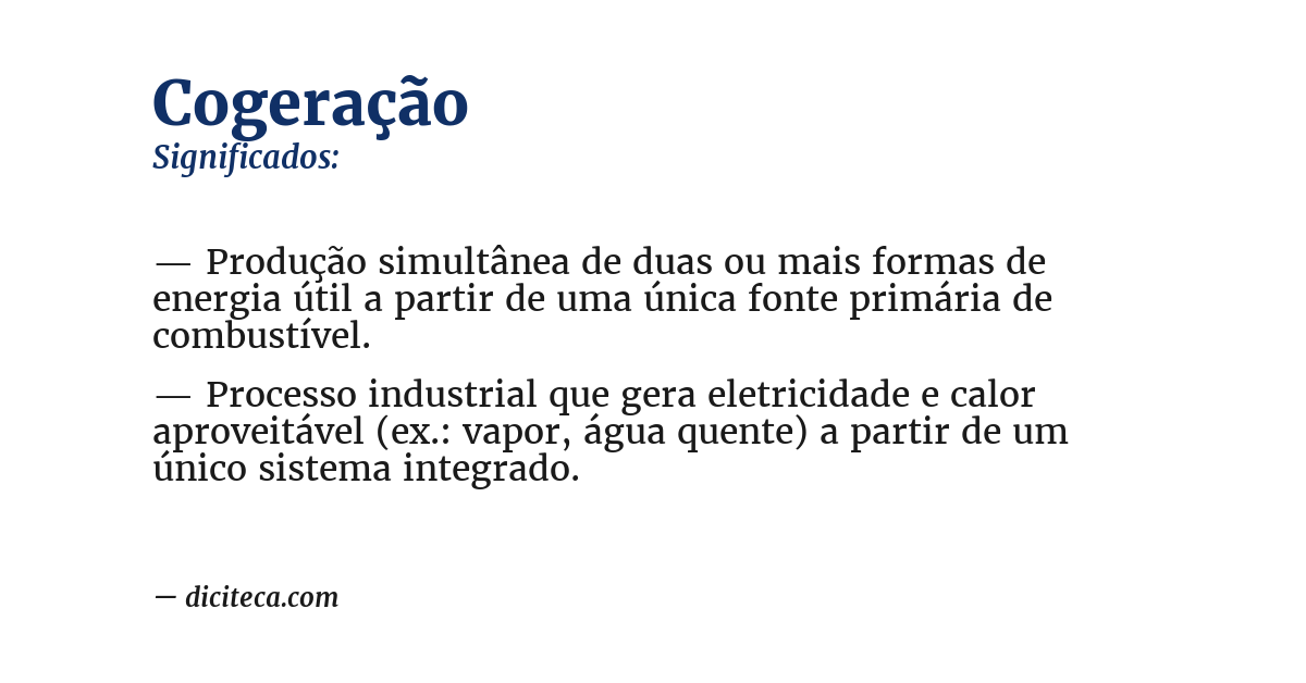 Significado de cogeração
