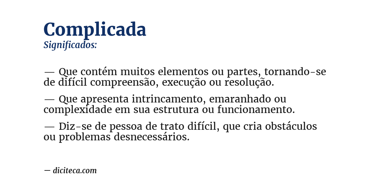 Significado de complicada