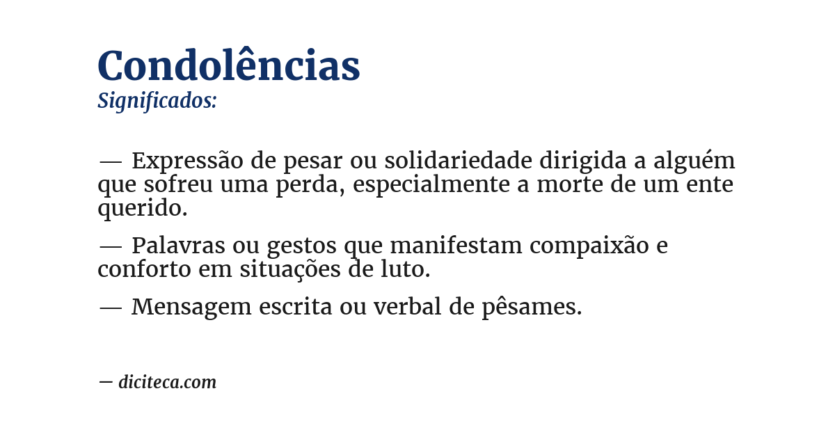 Significado de condolências