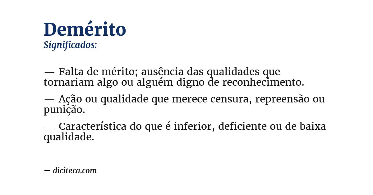 Significado de demérito