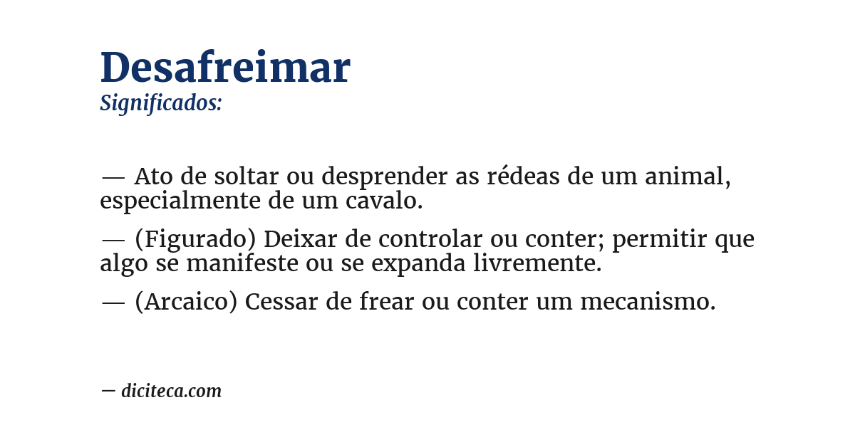 Significado de desafreimar