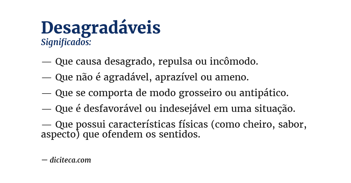 Significado de desagradáveis