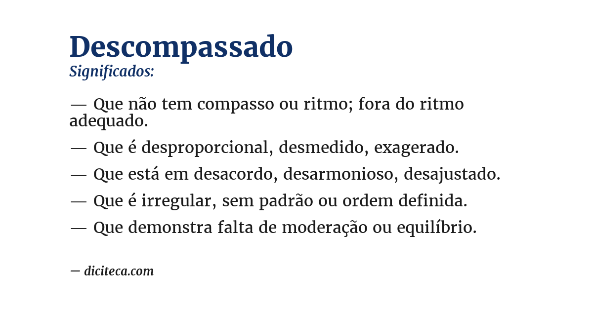Significado de descompassado