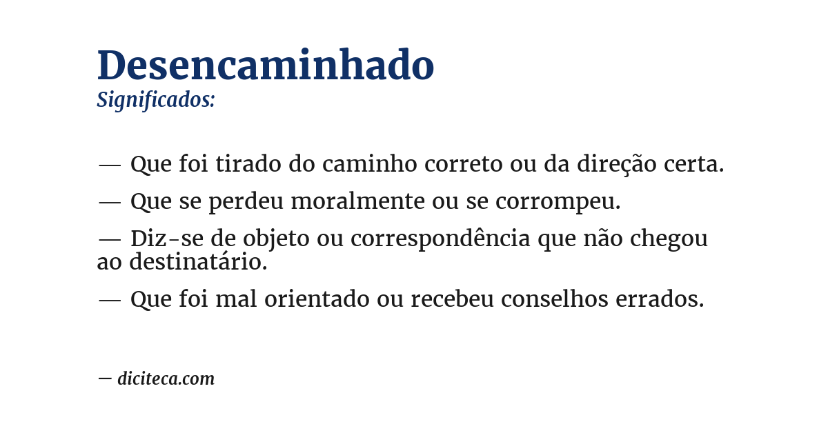 Significado de desencaminhado