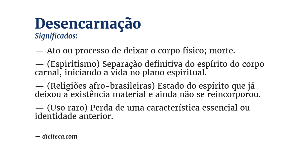 Significado de desencarnação