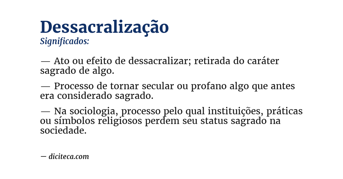 Significado de dessacralização