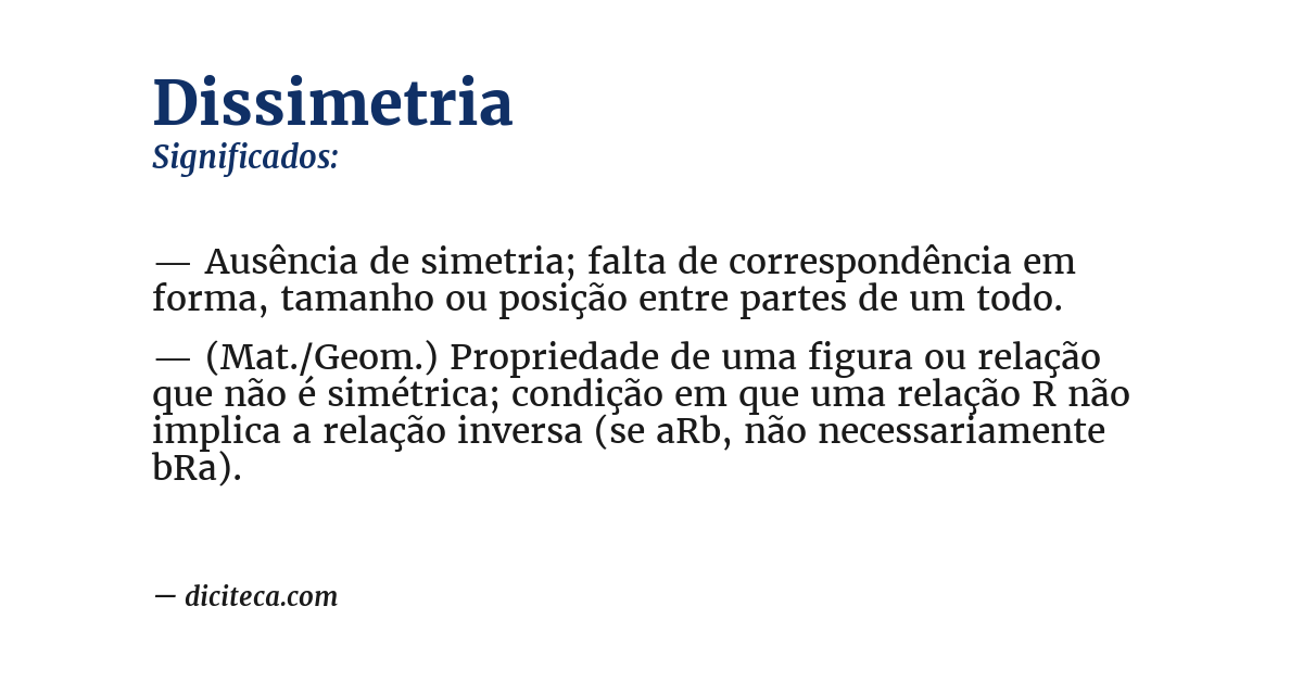 Significado de dissimetria
