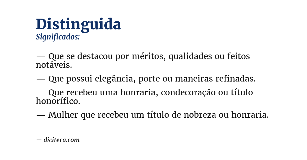 Significado de distinguida