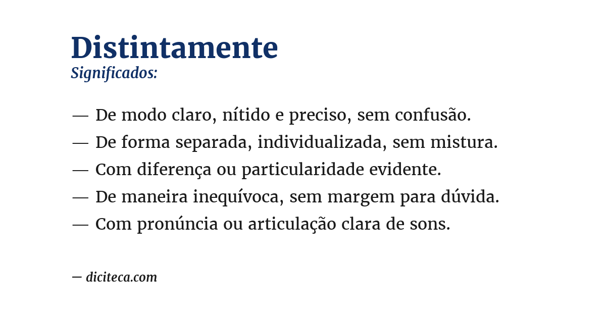 Significado de distintamente