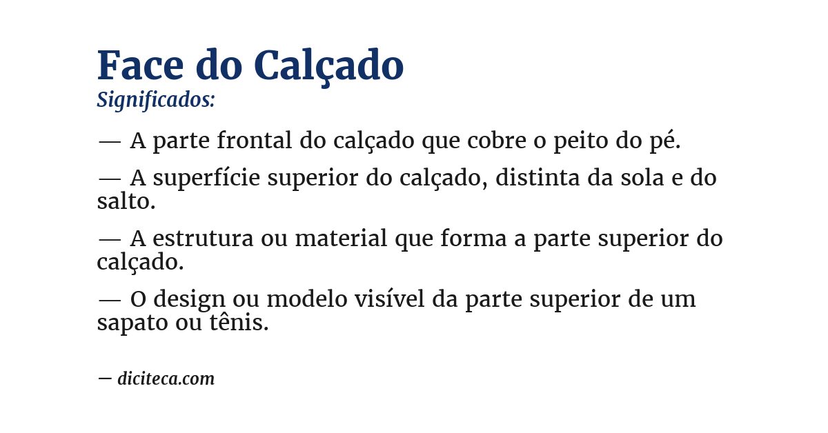 Significado de face do calçado