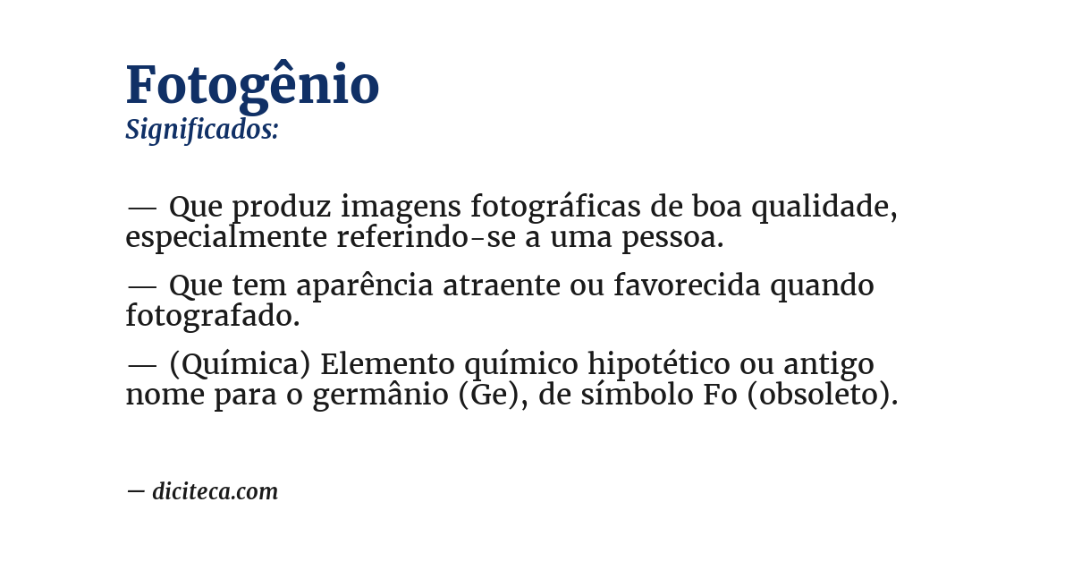 Significado de fotogênio