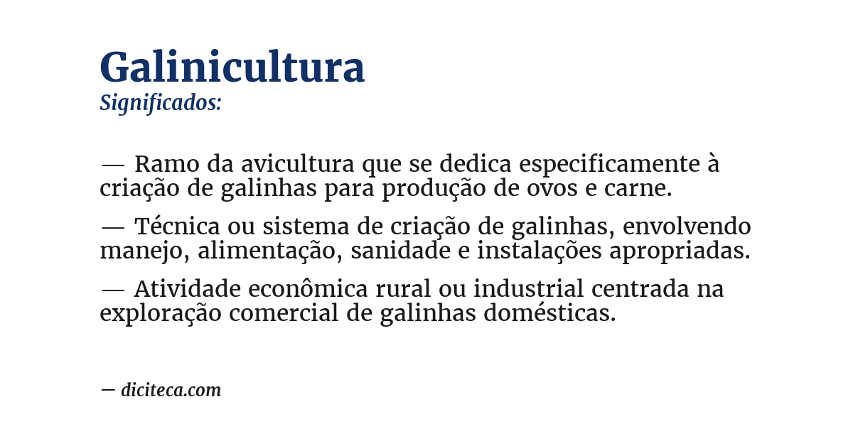Significado de galinicultura
