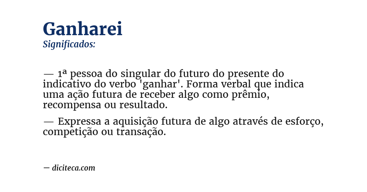 Significado de ganharei