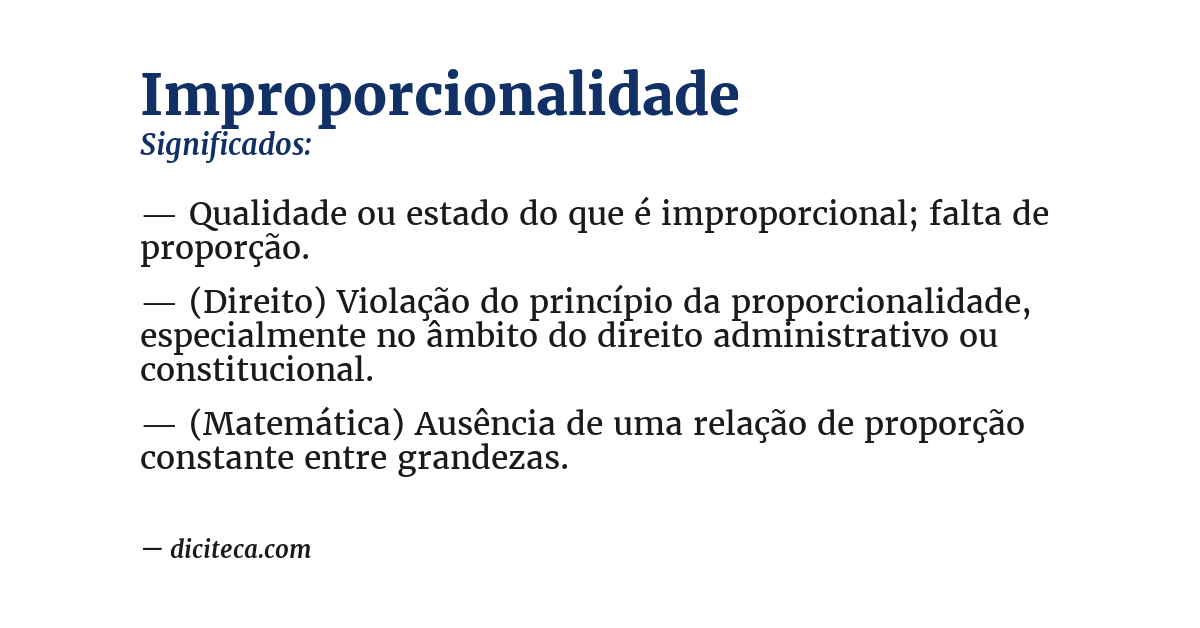 Significado de improporcionalidade