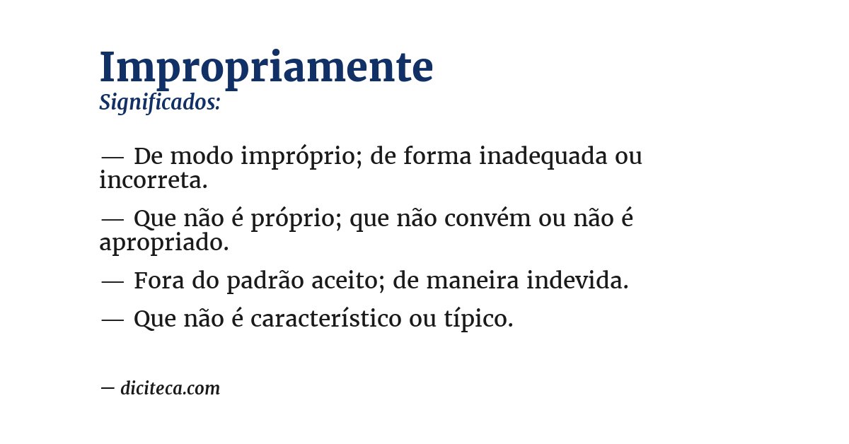 Significado de impropriamente