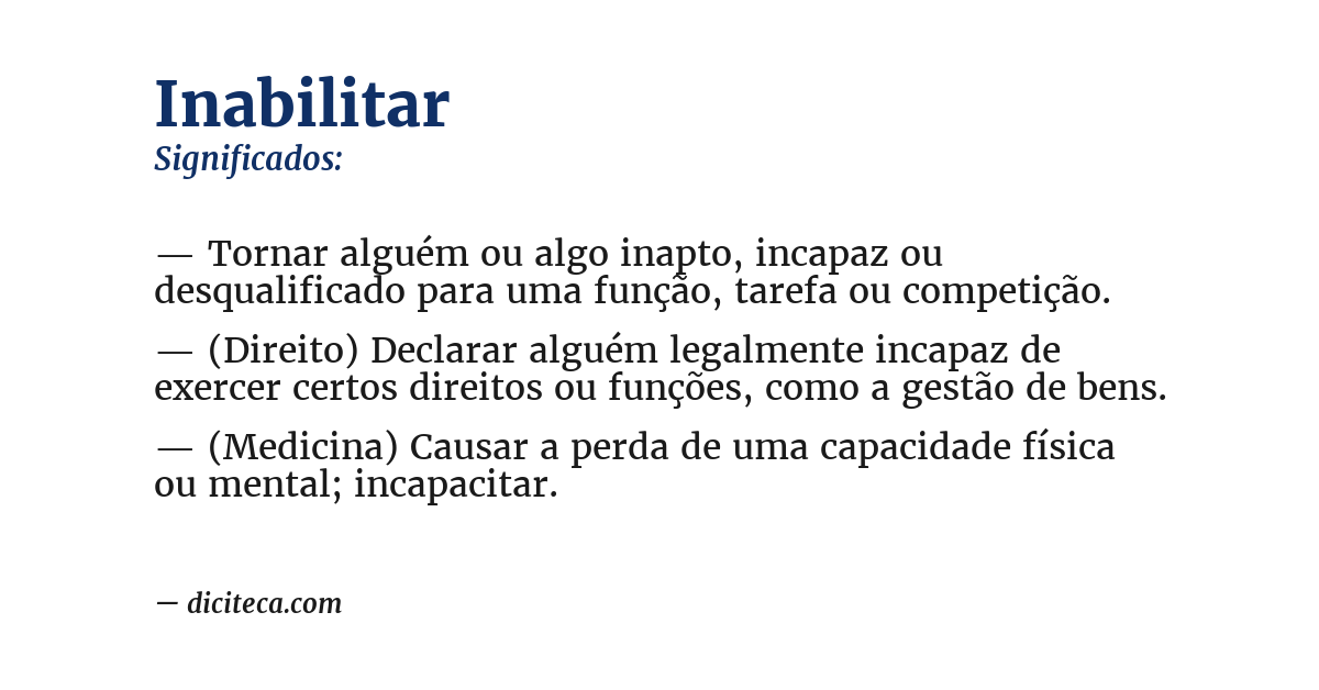 Significado de inabilitar