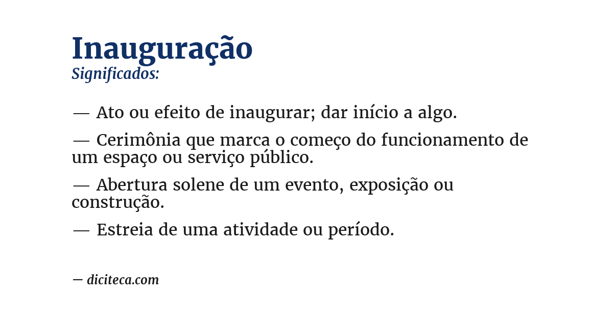 Significado de inauguração