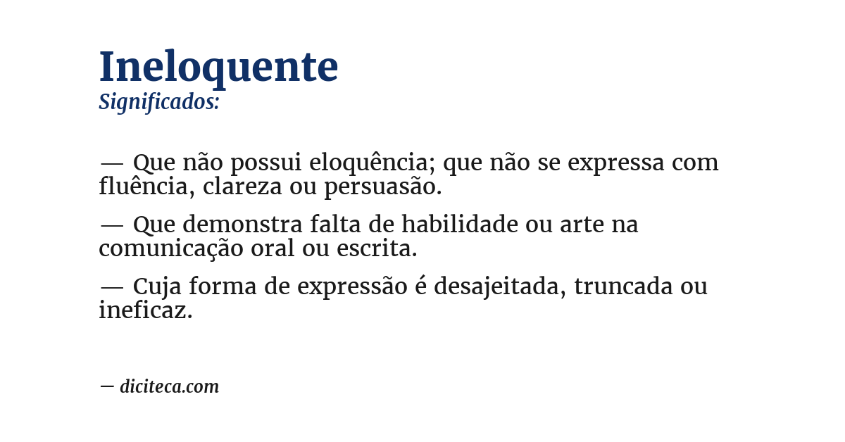 Significado de ineloquente