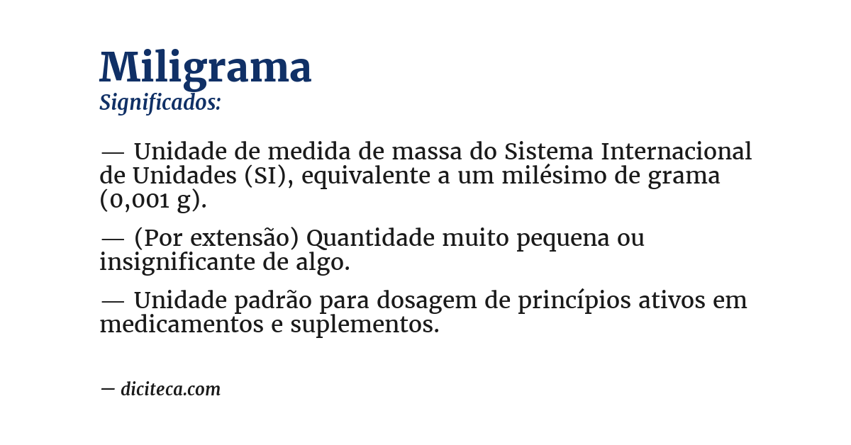 Significado de miligrama