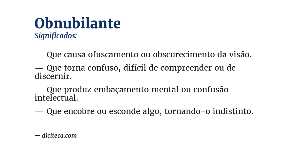 Significado de obnubilante