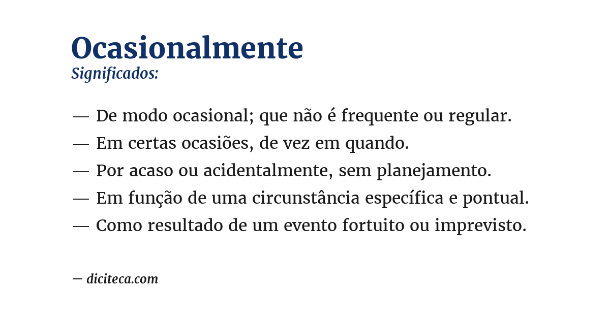 Significado de ocasionalmente
