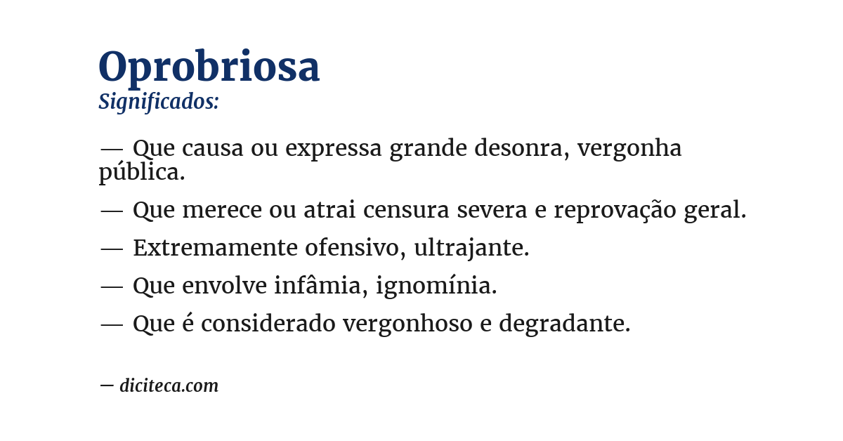 Significado de oprobriosa