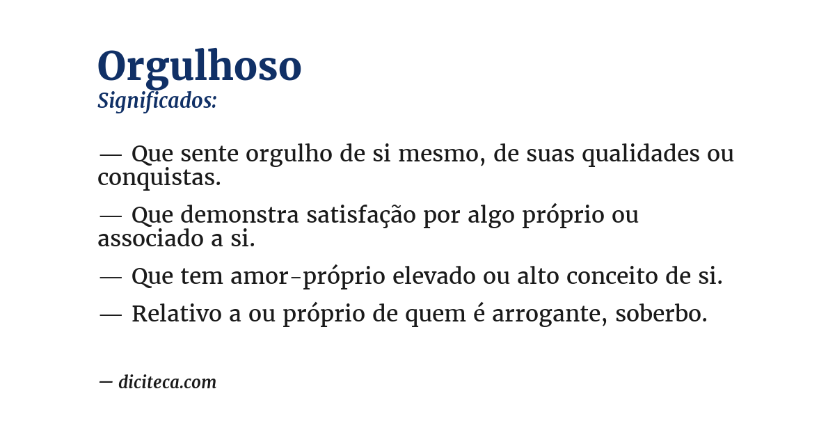 Significado de orgulhoso
