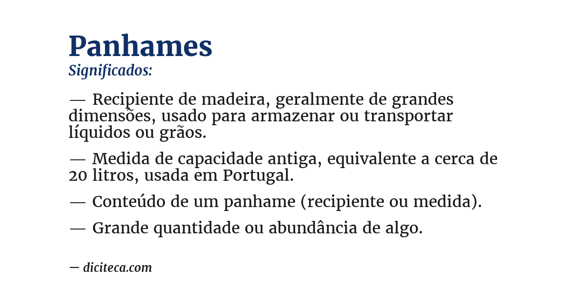 Significado de panhames