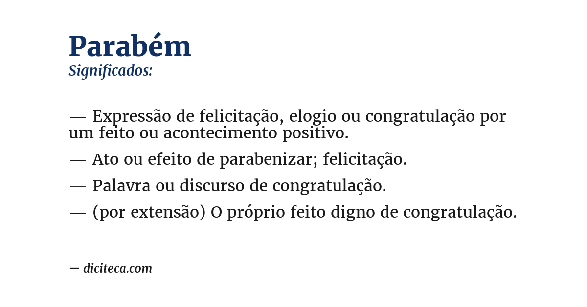 Significado de parabém