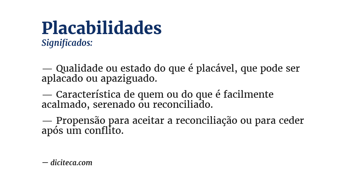 Significado de placabilidades