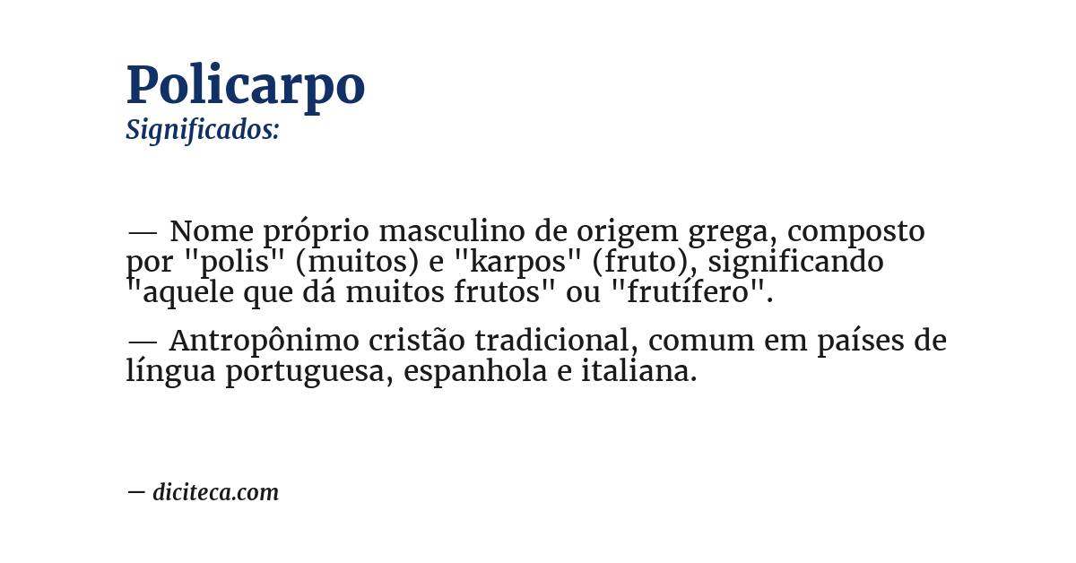 Significado de policarpo