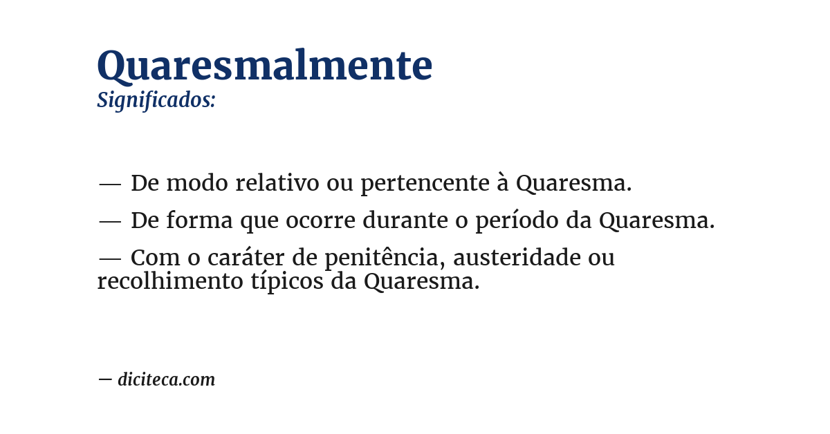 Significado de quaresmalmente