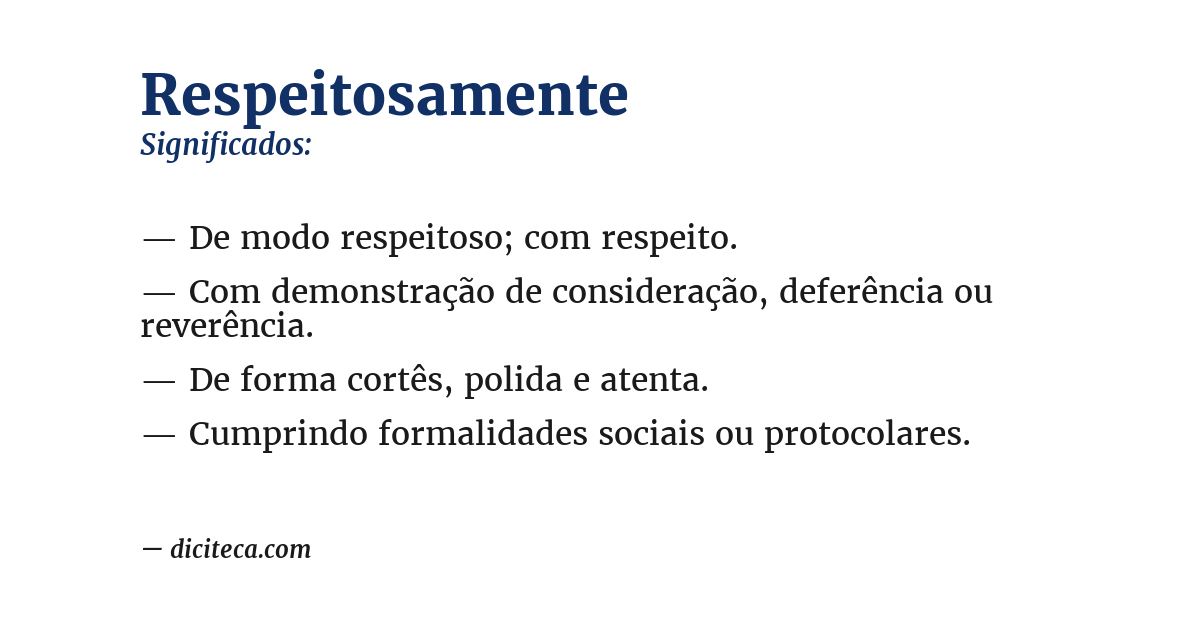 Significado de respeitosamente