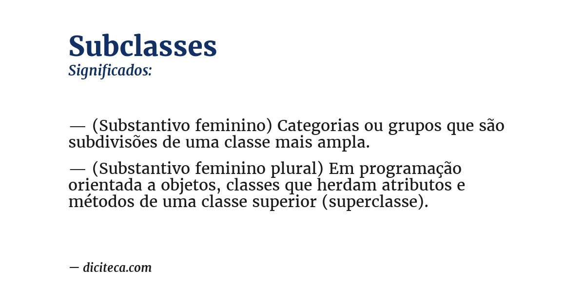 Significado de subclasses