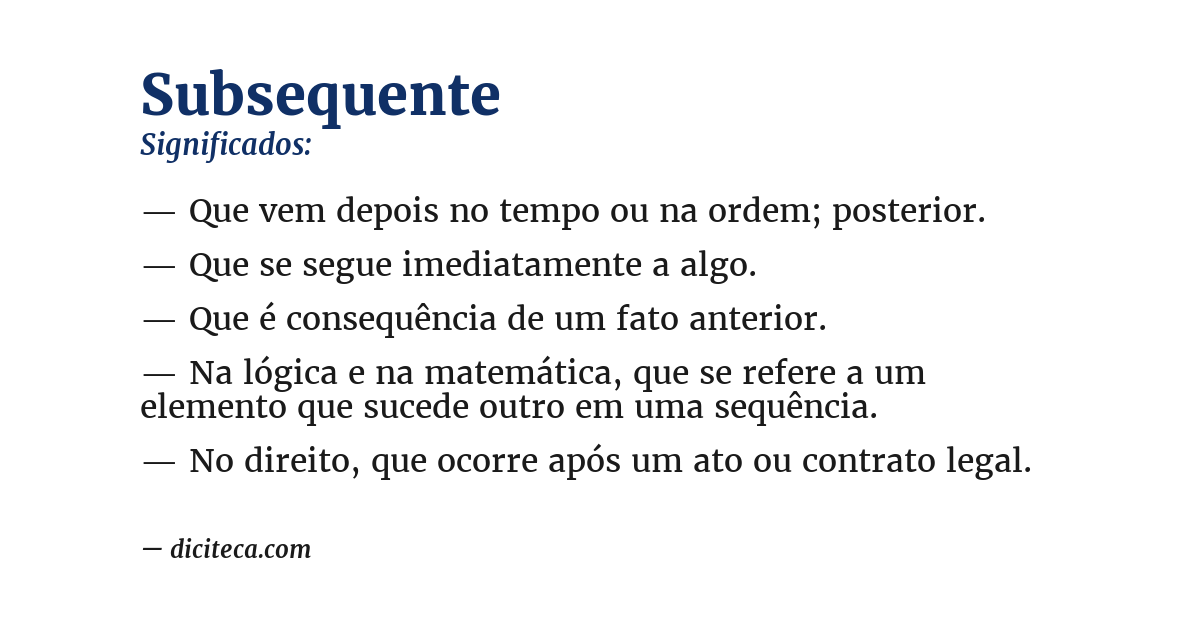 Significado de subsequente