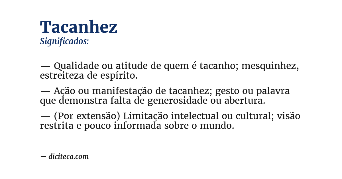 Significado de tacanhez